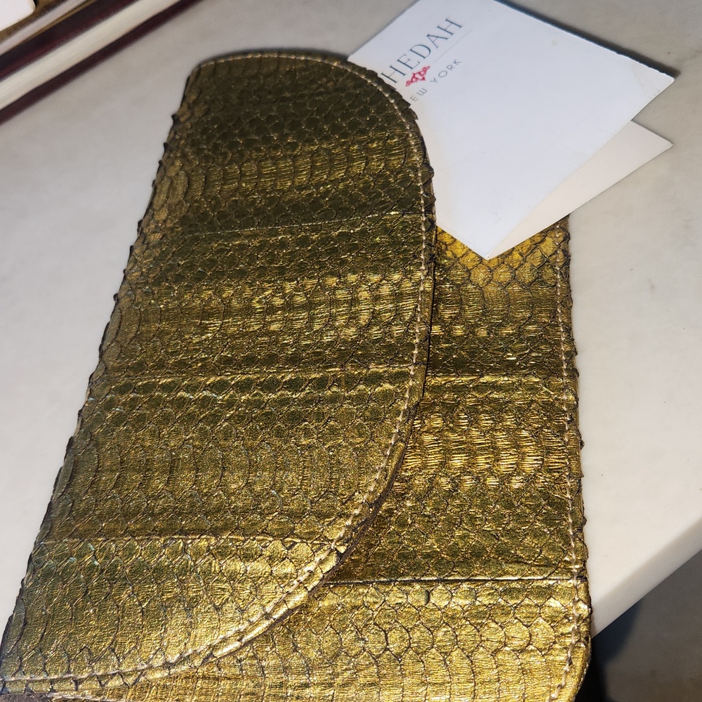 Neiman Marcus NEW genuine python gold clutch gene… - image 10